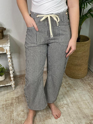 Striped Barrel Pants in Black or Red
