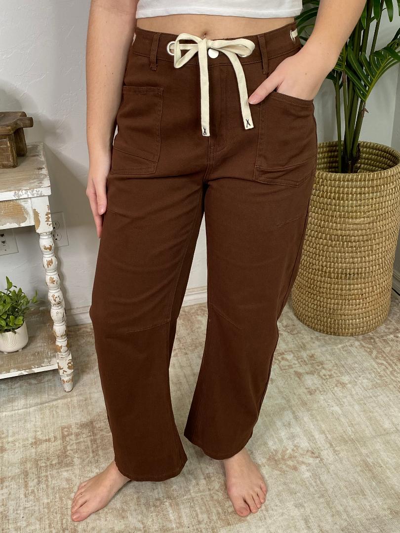 Brown Barrel Pants