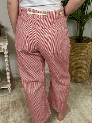 Striped Barrel Pants in Black or Red