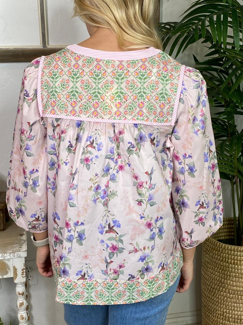 Pink Mix Floral V-Neck Top