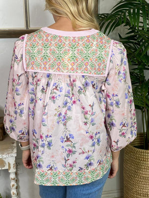 Pink Mix Floral V-Neck Top