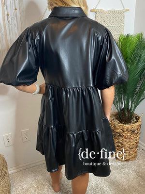 Black Faux Leather Dress