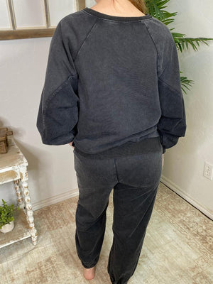 Black Mineral Washed Jogger Set