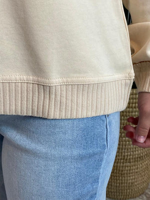 Cream, Magenta or Black V-Neck Pullover with Pocket