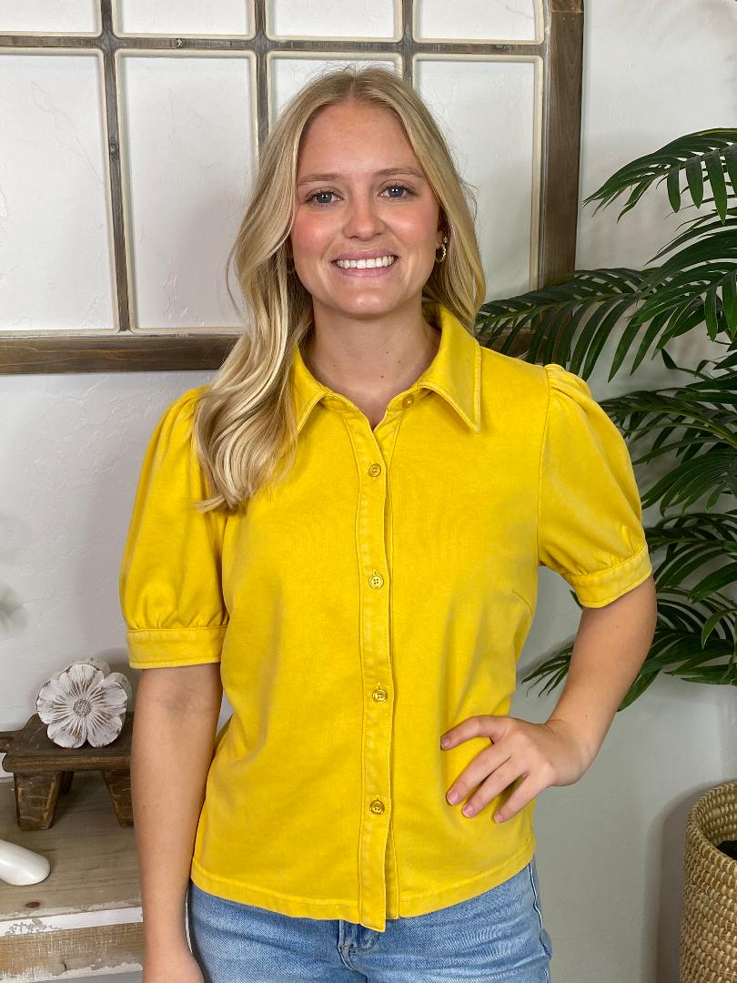 Honey Mustard Button Up Top