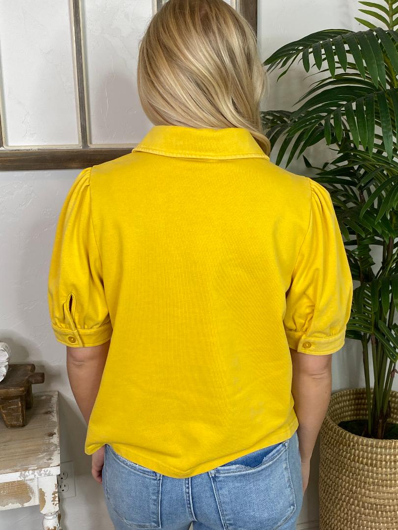 Honey Mustard Button Up Top
