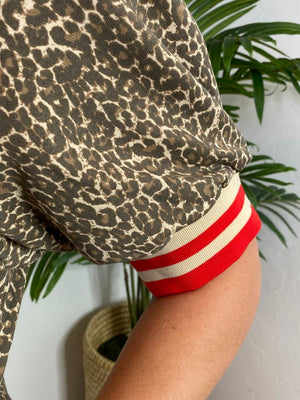 Leopard Print Dress with Red Trim