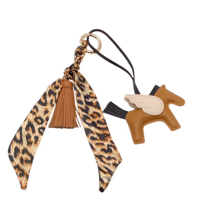 Tassel Keychain with Brown Winged Horse