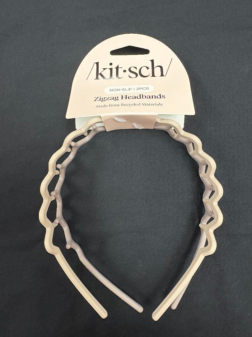 Kitsch Recycled Plastic Zig Zag Headband 2pc - Neutral