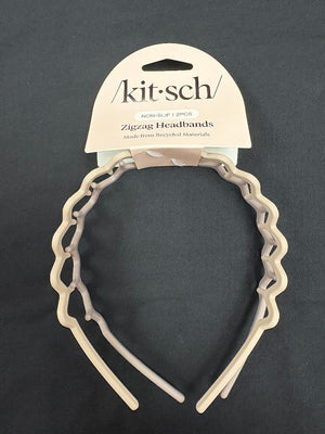 Kitsch Recycled Plastic Zig Zag Headband 2pc - Neutral