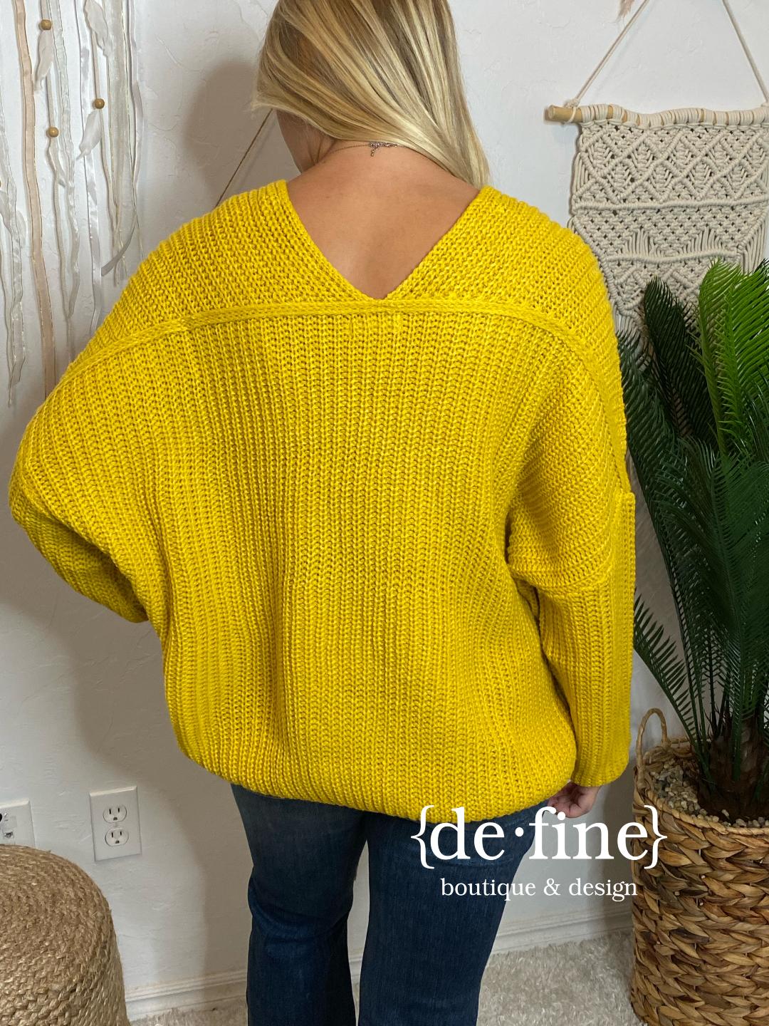 Mustard V-Neck Front & Back Sweater