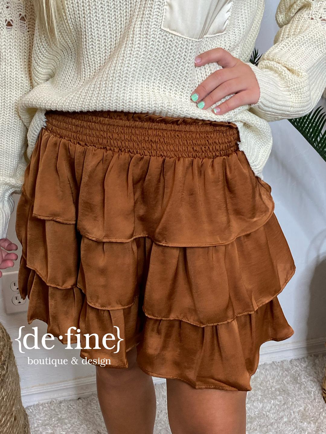 Rust Layered Satin Skirt