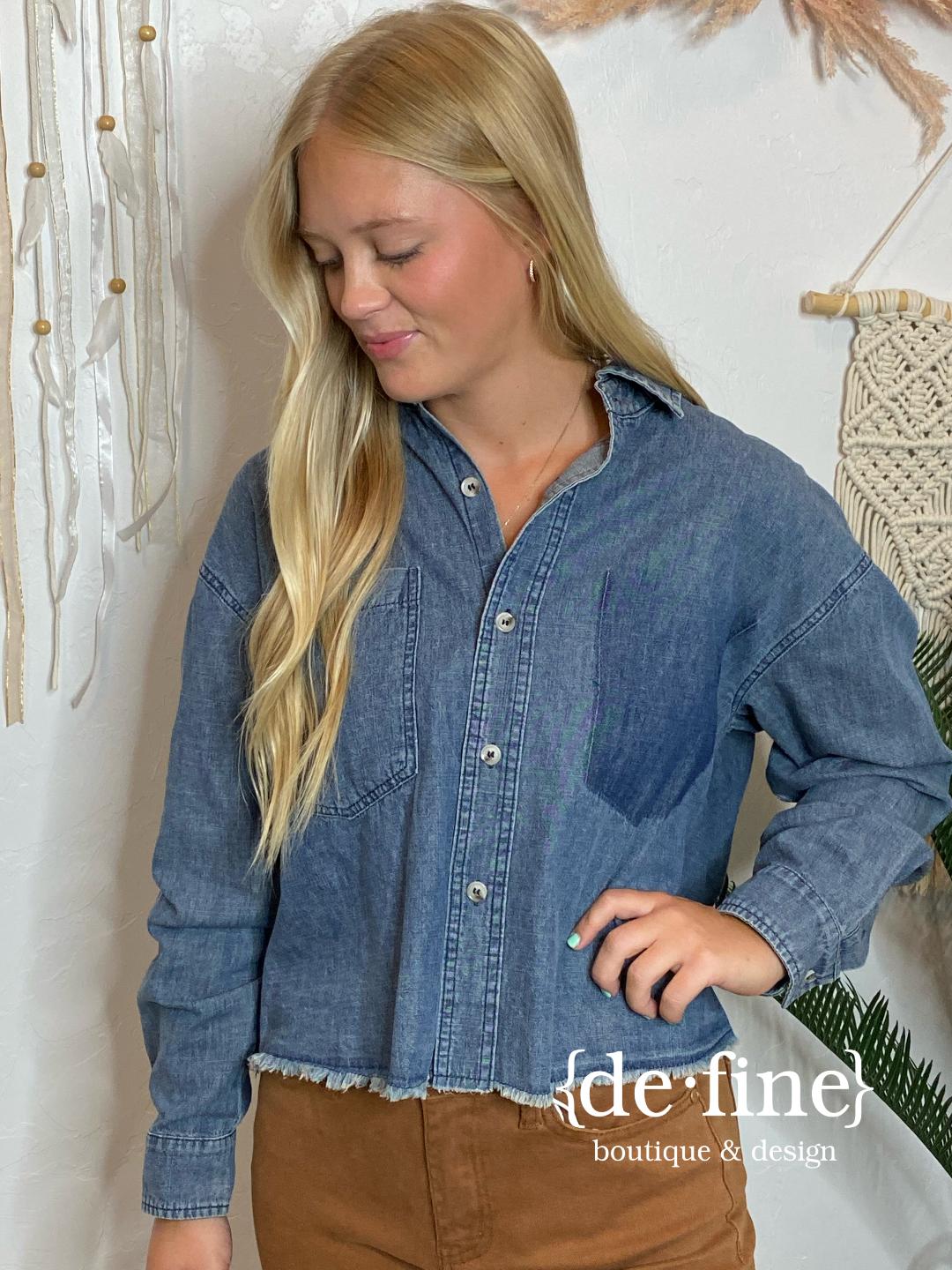 Soft Denim Shadow Pocket Button Up Shirt