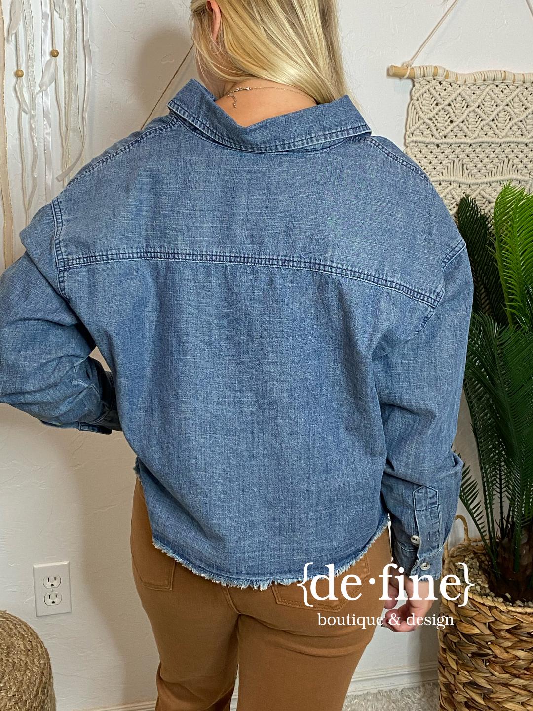Soft Denim Shadow Pocket Button Up Shirt