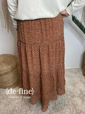 Rust Floral Maxi Skirt