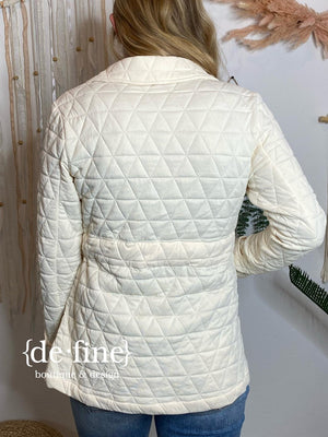Cream Quilted Jacket with Pockets