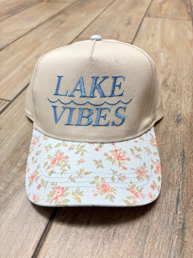 Lake Vibes Blue Floral Bill Trucker Hat