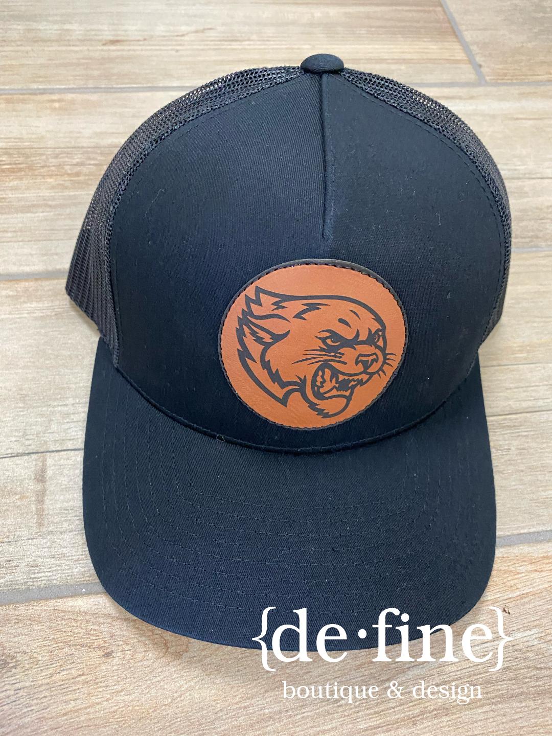 Black Cougar Head Patch Hat