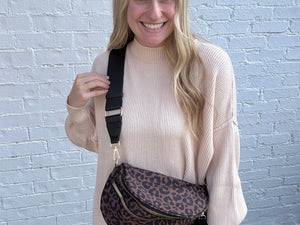 Leopard Double Zipper Big Bum Bag in 4 Colors