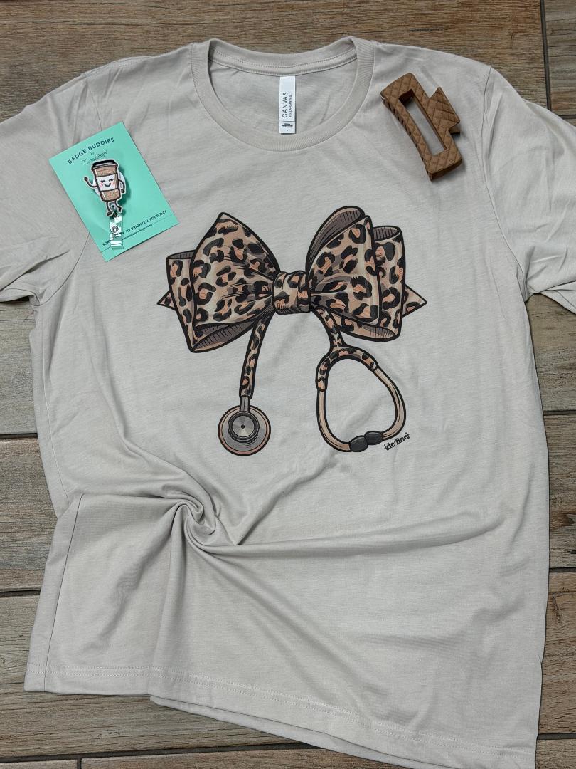 Leopard Stethoscope Graphic Tee