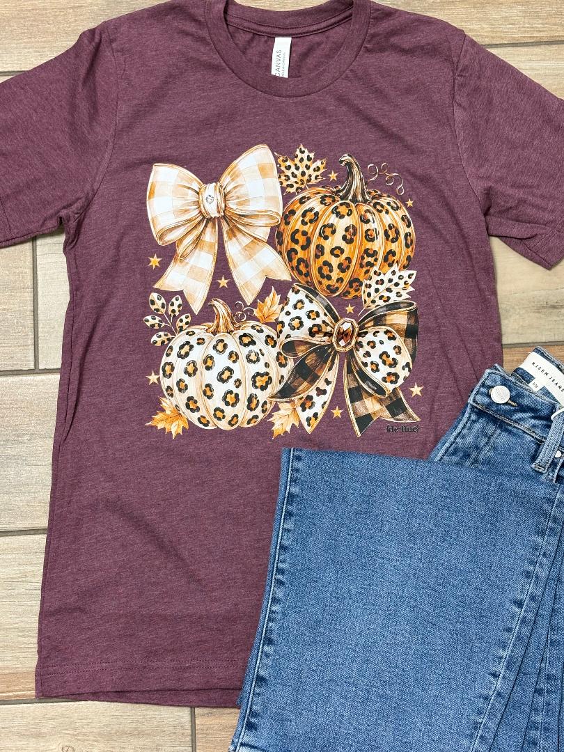 Leopard Pumpkins and Bows Graphic Tee