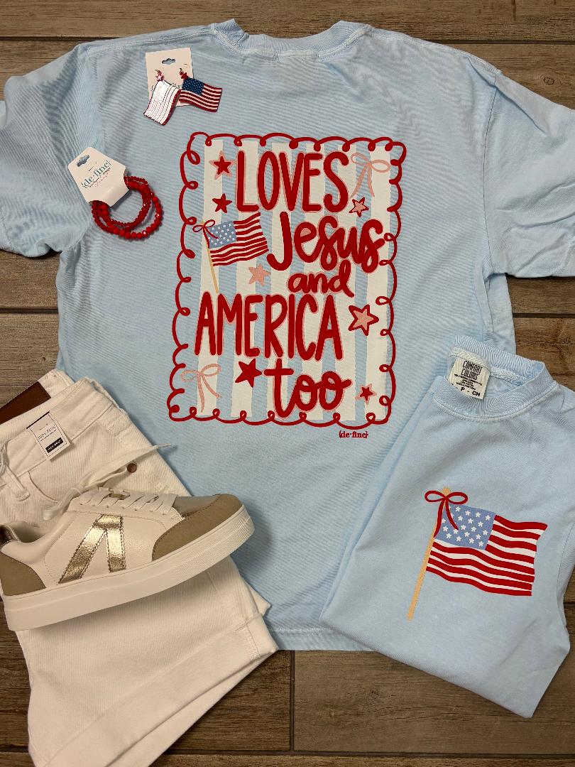 Loves Jesus and America Too Coquette Graphic Tee