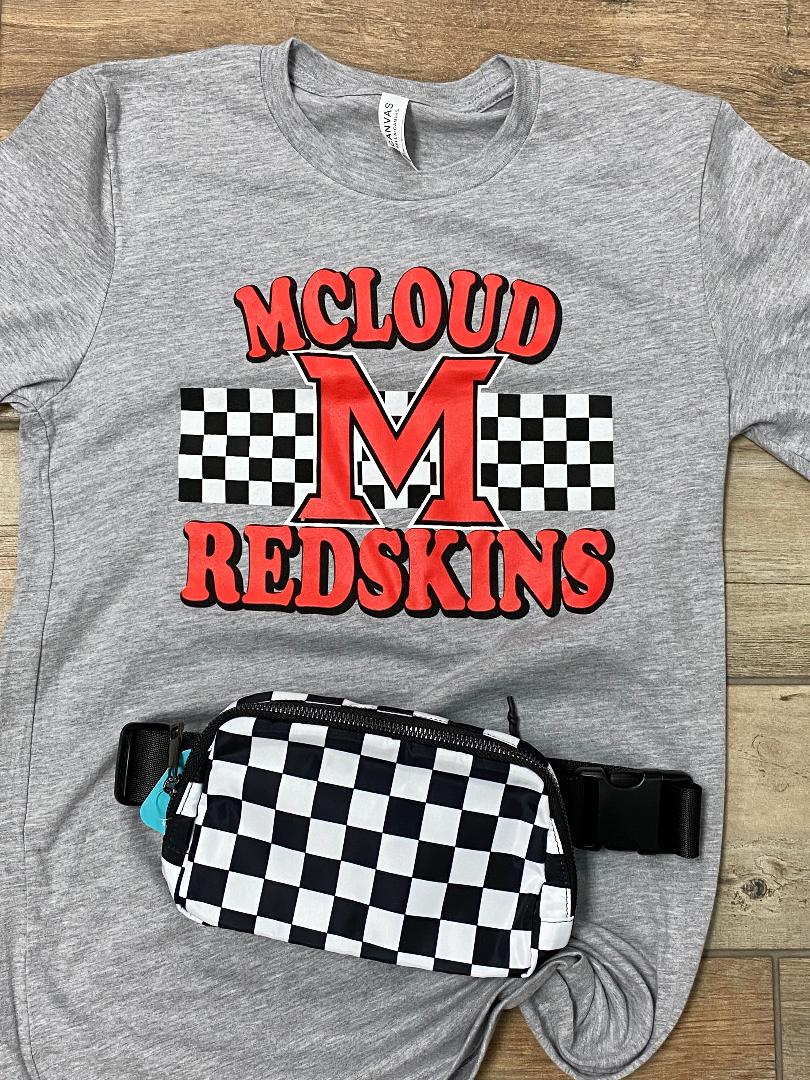 McLoud Redskins Checker Stripe Graphic Tee