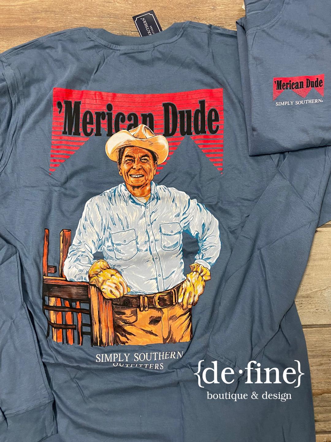 Simply Southern 'Merican Dude Ronald Reagan Long Sleeve Graphic Tee