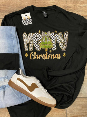 Black Merry Christmas Tee, Long Sleeve or Sweatshirt