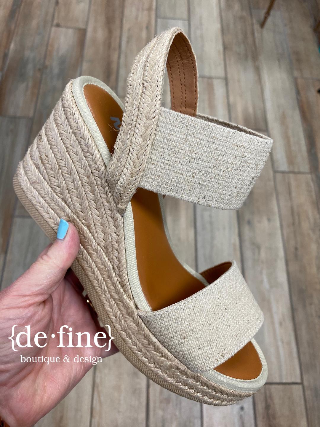 Mia Brittni Natural Wedge Sandals with Rope Accents