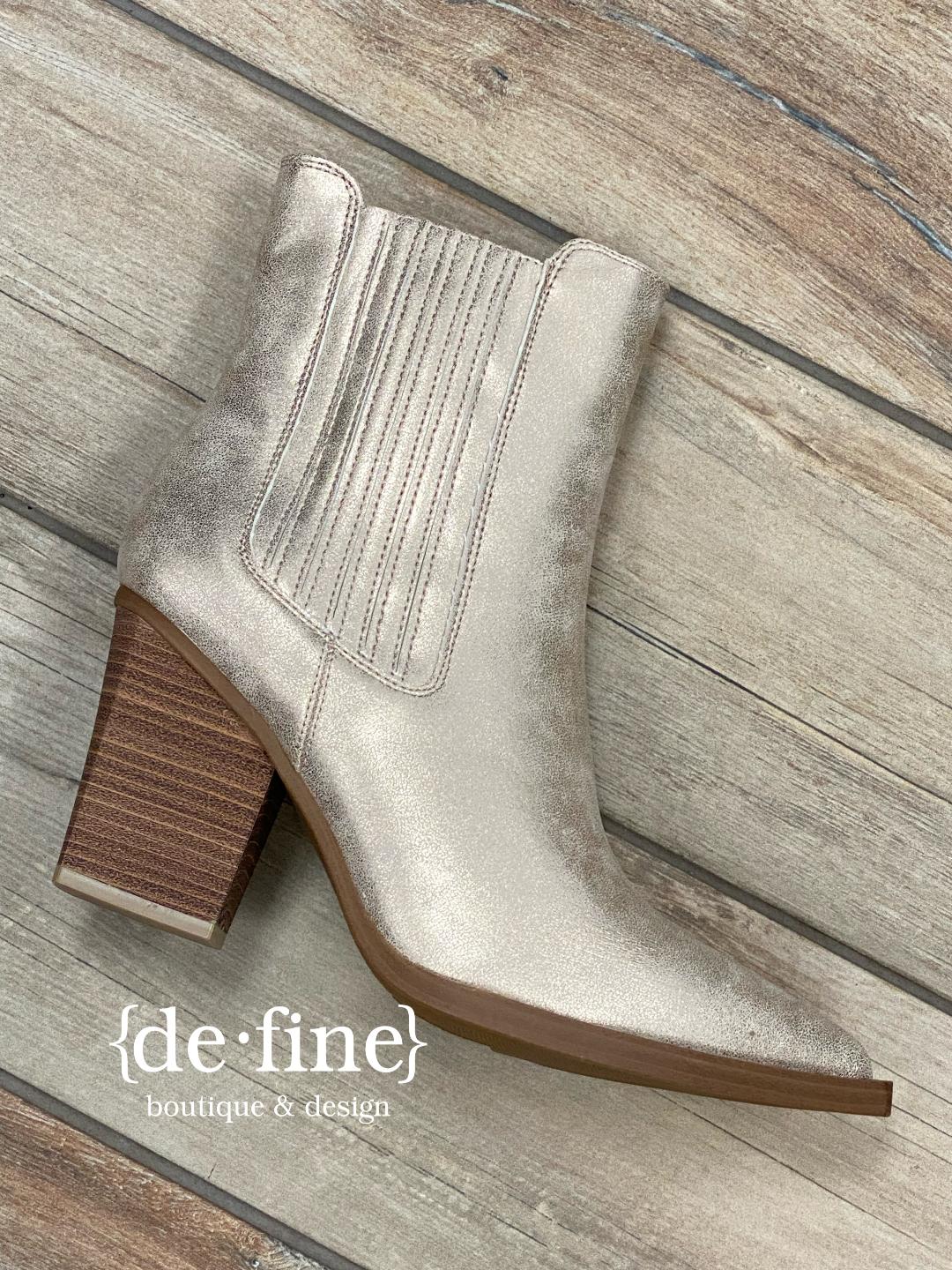 So fun!!  Mia Prairie Gold Luster Booties!!!