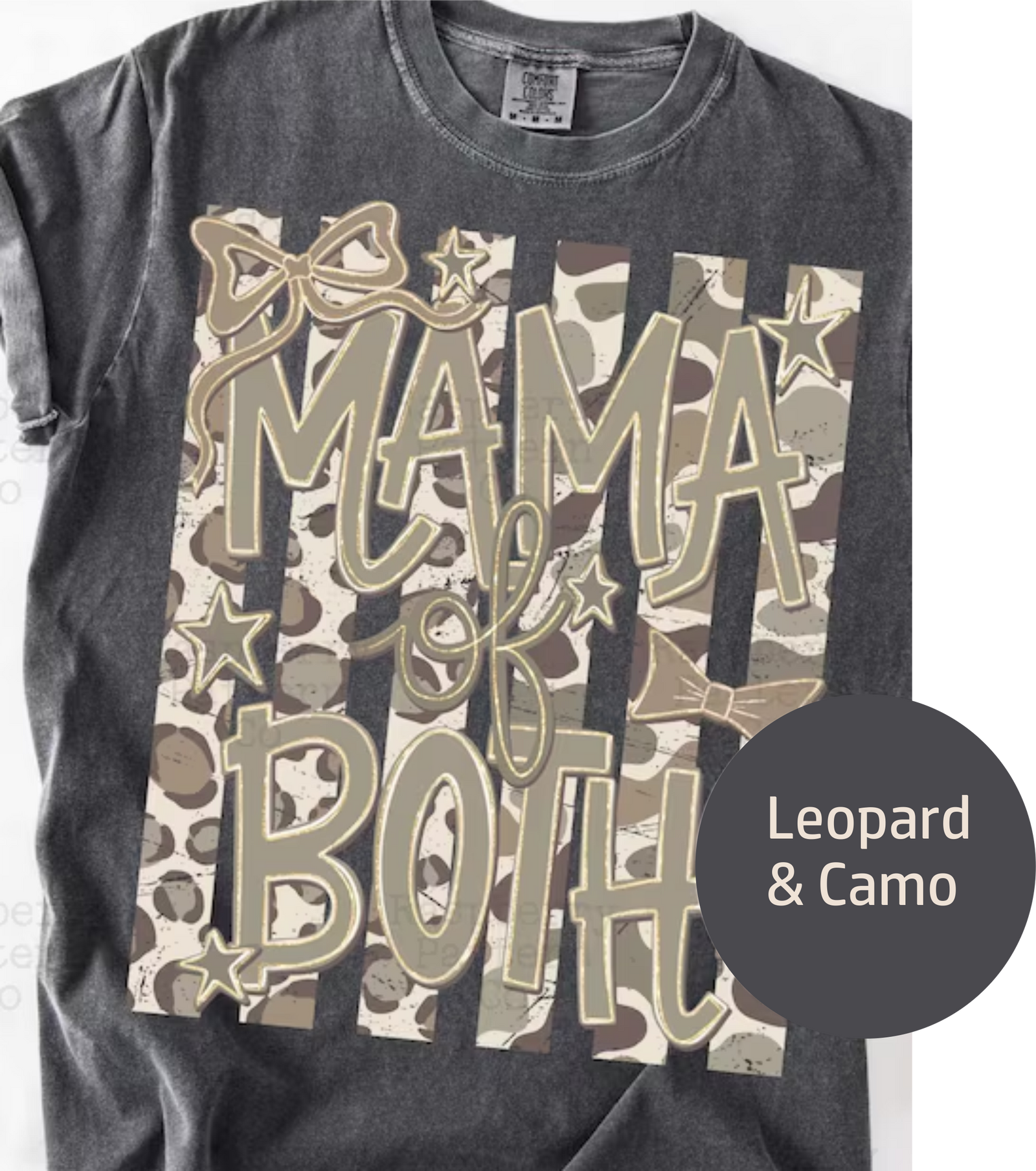 Mom of Both Leopard & Camo Graphic Tee