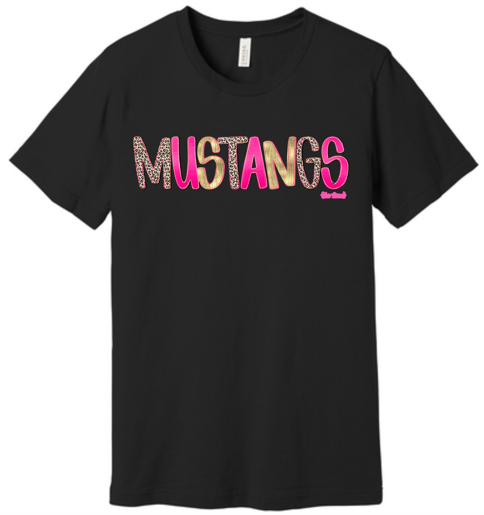 Pink and Gold with Leopard Mustangs Graphic Tee