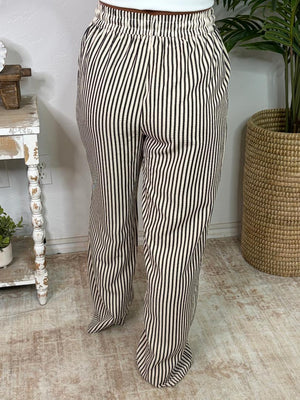 Striped Casual Pants in Black, Chocolate and Blue