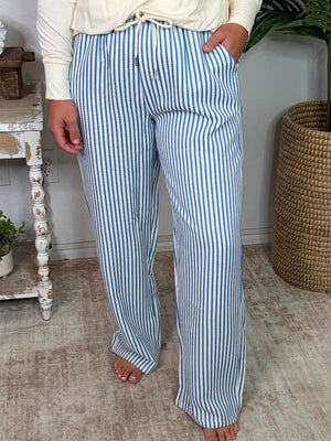 Striped Casual Pants in Black, Chocolate and Blue