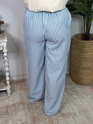 Striped Casual Pants in Black, Chocolate and Blue