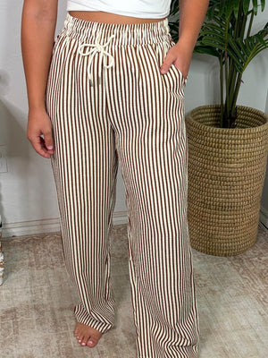 Striped Casual Pants in Black, Chocolate and Blue