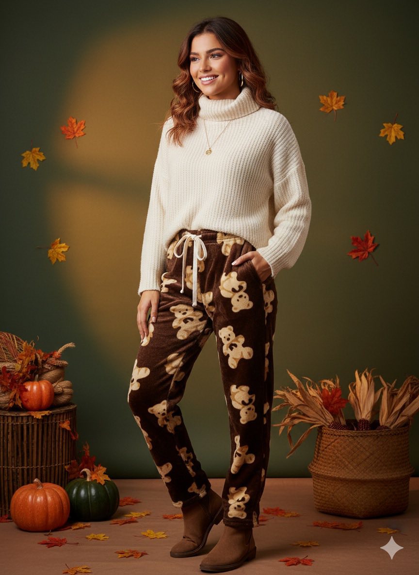 Leopard or Teddy Bear PJ Fleece Pants