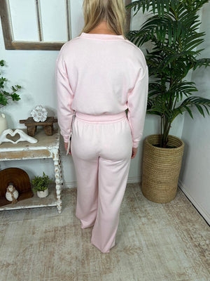 Scuba Cropped Top & Wide Leg Pants Set in 3 Colors