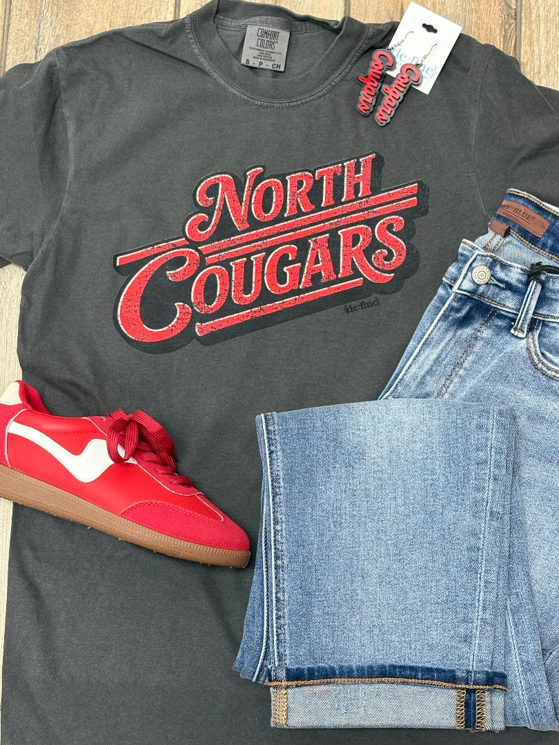 North Cougars Distressed Retro Graphic Tee