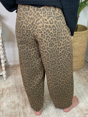 Dark Leopard Barrel Pants
