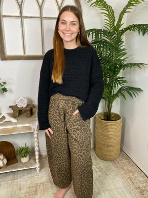 Dark Leopard Barrel Pants