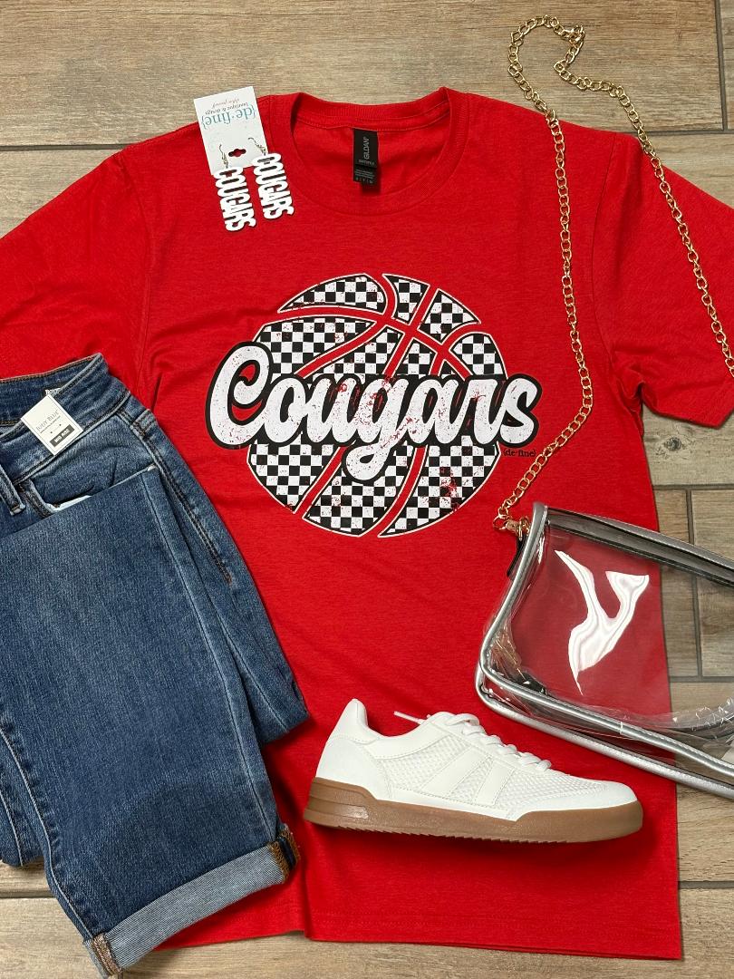 NRC Cougars Checkered Basketball Tee or Sweatshirt