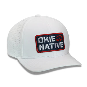 OKIE Native Patch Performance Hat in White or Navy