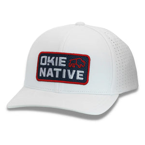 OKIE Native Patch Performance Hat in White or Navy