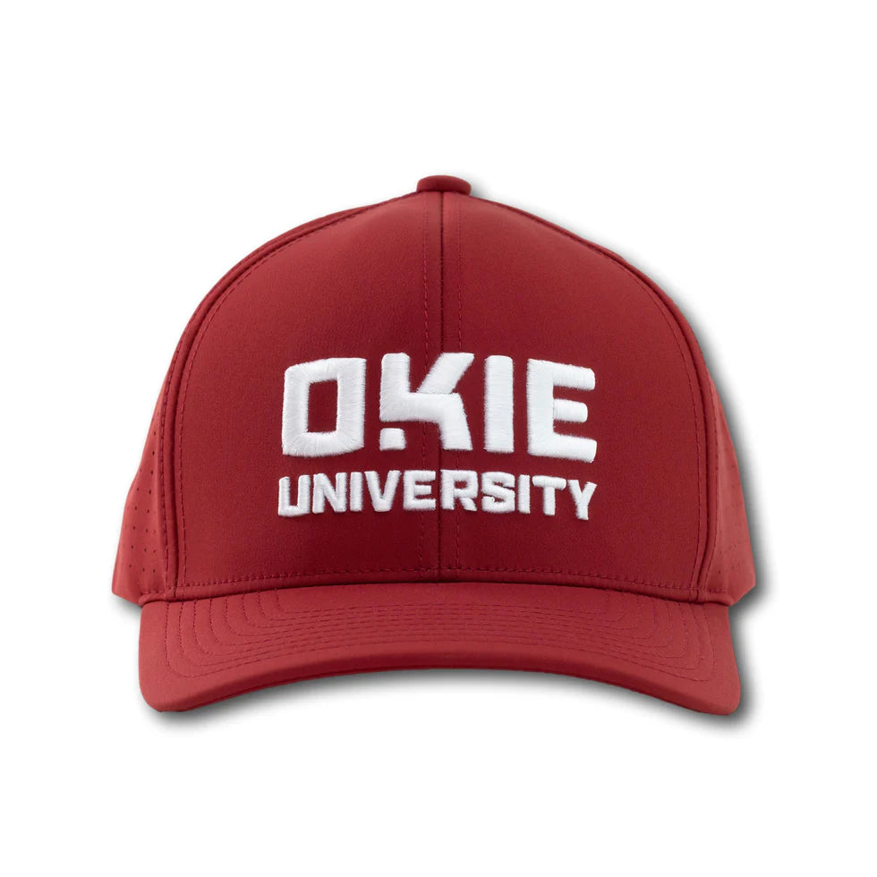 OKIE University Performance Hat in Crimson or White
