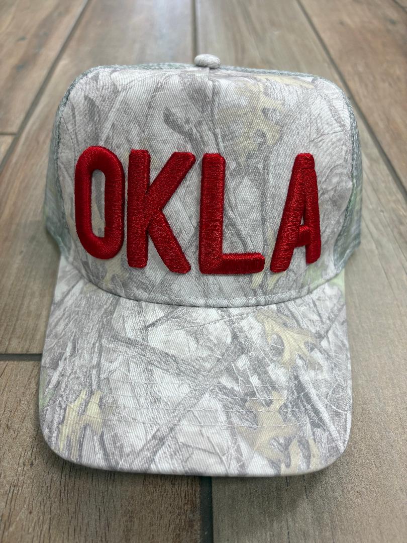 OKLA White Camo Snapback Hat