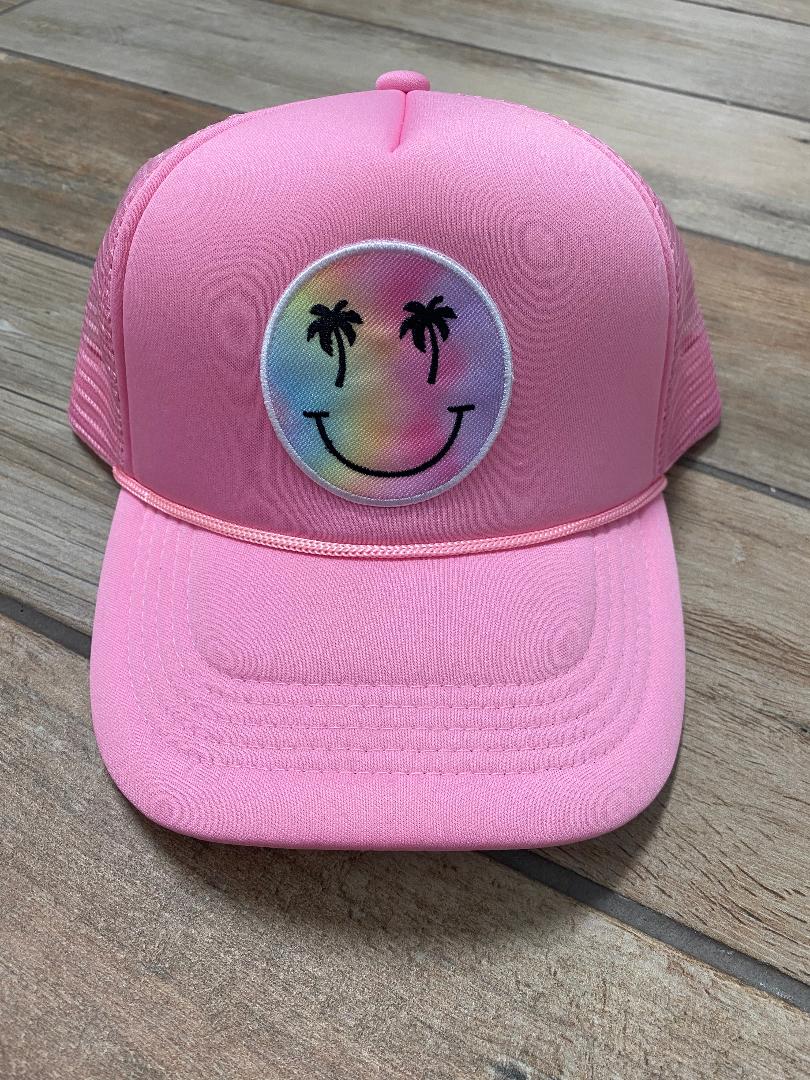 Palm Tree Smiley Face Pink Foam Hat