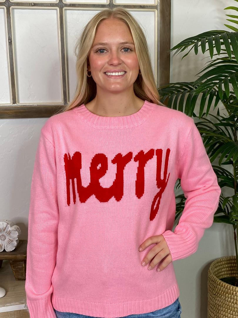 Pink and Red Merry Sweater