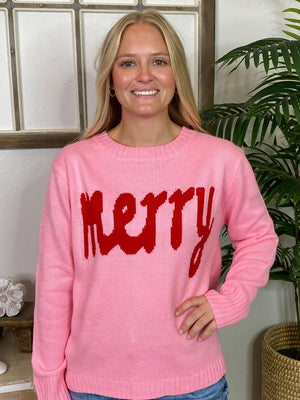 Pink and Red Merry Sweater